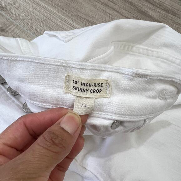 MADEWELL 10" High Rise Skinny Crop White Button-Fly Frayed Hem Jeans Size 24 - Picture 8 of 11